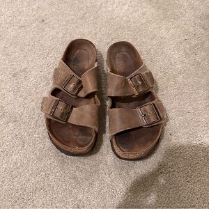 Birkenstock Brown Two-Buckle Slide Sandals